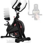 Physionics® Hometrainer, met display, ergometer, vliegwiel van 8 kg, zadel, stuur en weerstand verstelbaar - hometrainer, fitness, binnen, cardio, fiets, stil