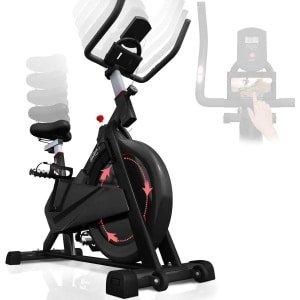 Physionics® Hometrainer, met display, ergometer, vliegwiel van 8 kg, zadel, stuur en weerstand verstelbaar - hometrainer, fitness, binnen, cardio, fiets, stil