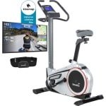 Skandika Morpheus Ergometer - Hometrainer - Ergometer, 12 kg vliegwielsysteem, 32 niveaus, 15 programma's, app compatibel met Kinomap, hartslagband, tablethouder - Indoorfiets tot max. Gebruikersgewicht 150 kg - 117x67x162cm (LxBxH) - zilver/zwart