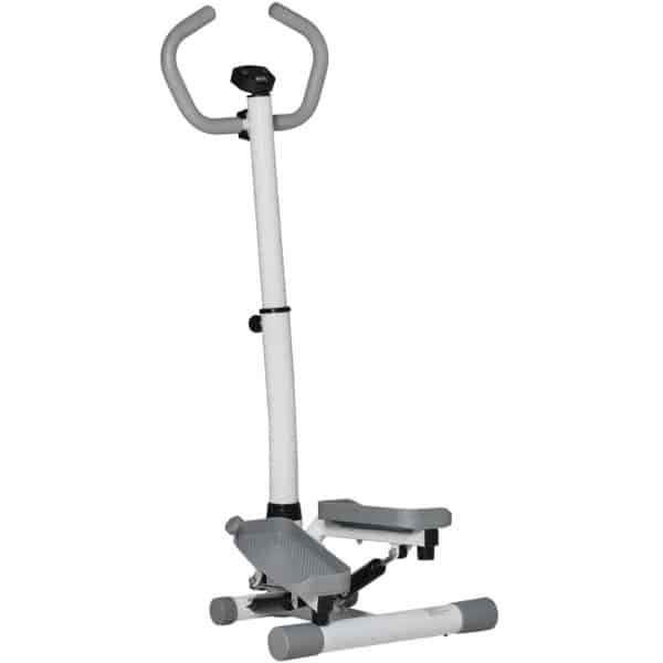 Stepper - Thuis Fitness Stepper - LCD-Display - Traploper - Aerobic Step - Crossfit - in Hoogte Verstelbaar - Robuust Frame - Antislip-Pedalen - Full-body Workout - Voor Krachttraining en Cardio - Wit + Grijs