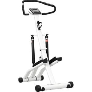 Stepper - Thuis Fitness Stepper - met 12 Weerstandsniveaus - LCD-Display - 2 Wielen - Opvouwbaar - Antislip Pedalen - Traploper - Aerobic Step - Crossfit - Robuust Frame - Full-body Workout - Wit + Zwart