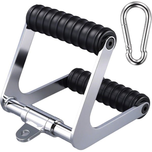 T Bar Cable Rowing Handle - Pull-Up Bar met TPE Handgrepen - Zwart en Zilver - Voor Fitness en Krachttraining
