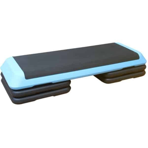 Trainings Step 110×40,64×10-20,3cm Fitness Step Blauw Plastic Met 4 Verhogingsblokken Instelbare Hoogte Cardio En Krachttraining Thuis Gym Algemeen Gebruik
