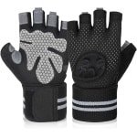 Trainingshandschoenen met polsband voor dames en heren, ademende handbescherming voor fitness en krachttraining van de handpalmen.