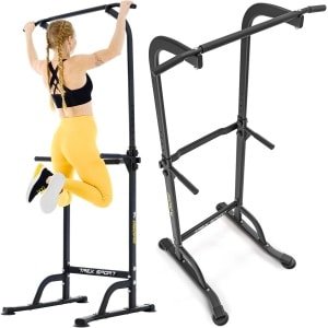 Trex Sport TX-060PR - Thuiskantoor Gym Dip Stands Pull Up - Pull up rack - Multifunctioneel - Power Tower Fitness Station - Home Gym - Thuis Sporten Verstelbaar - Geschikt voor Krachttraining - Tot 150 kg