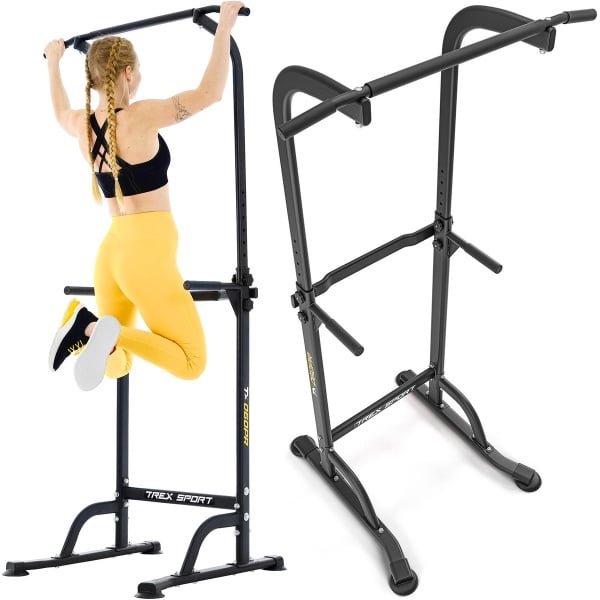 Trex Sport TX-060PR - Thuiskantoor Gym Dip Stands Pull Up - Pull up rack - Multifunctioneel - Power Tower Fitness Station - Home Gym - Thuis Sporten Verstelbaar - Geschikt voor Krachttraining - Tot 150 kg