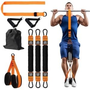 Unyqoos® Verstelbaar weerstandsbandenset voor krachttraining met voetsteunen
