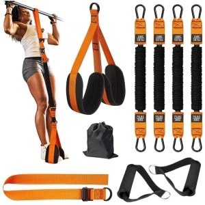 Unyqoos® Verstelbare optrekhulp met weerstandsbanden en voetsteunen voor krachttraining