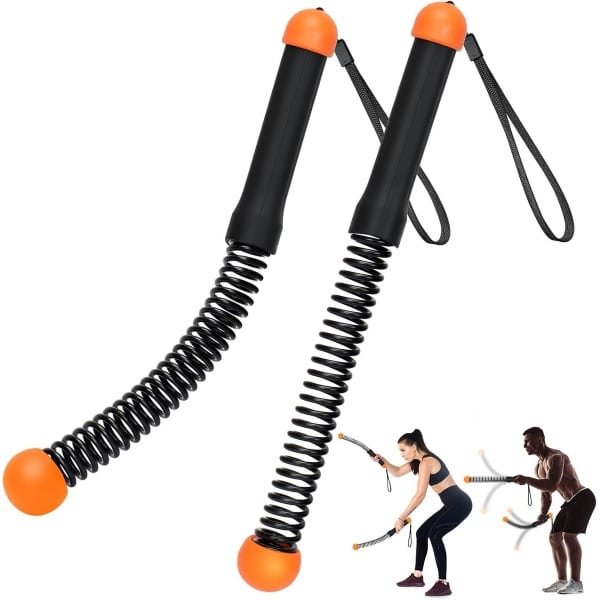 Verbeterde verzwaarde - draadloze battle ropes - 2 stuks draadloze battle ropes voor thuisgym, HIIT, krachttraining, stil en draagbaar trainingstouw, veelzijdig fitnessapparaat voor mannen en vrouwen - Oranje