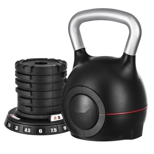 Verstelbare Kettlebell - 7 Gewichtsniveaus - Gewichtsbereik 1,5-10 kg - ABS & Gegoten Aluminium - Antislip Handgreep - Voor Krachttraining & Cross Training