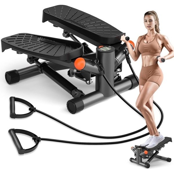 Verstelbare Mini Stepper met Weerstandsbanden - Compacte Cardio & Krachttraining voor Thuis