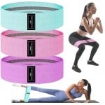 Weerstandsbanden - 3 Stuks - Fitnessband van Stof - 3 Krachtniveaus - Theraband voor Krachttraining - Voor Crossfit, Yoga, Billen en Andere Sporten