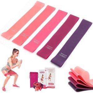 Weerstandsbanden set - Weerstandsbanden voor benen en billen, set van 5 weerstandsbanden voor thuisgym, yoga, pilates, krachttraining en booty workouts, inclusief draagtas