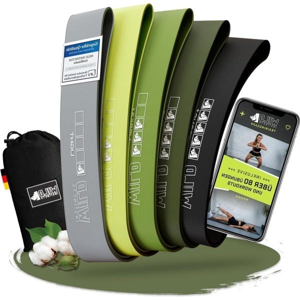 Wild Instincts Stof Mini Bands Set - Krachttraining Fitnessbanden - Weerstandsband WebApp - 5-delige Set