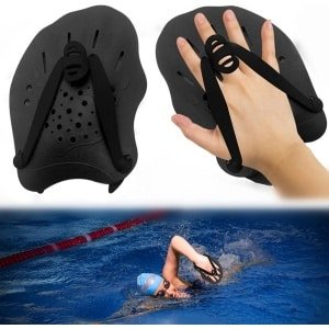 1 paar Kracht zwem Peddels - Verstelbare zwempeddels - Siliconen peddels - Zwemtrainingspeddels - Waterpeddels Krachttraining - Hulpzwembadtrainingsapparatuur Accessoires - Geschikt voor volwassenen - Unisex - 20x13,5 cm - Zwart - 20*13.5cm