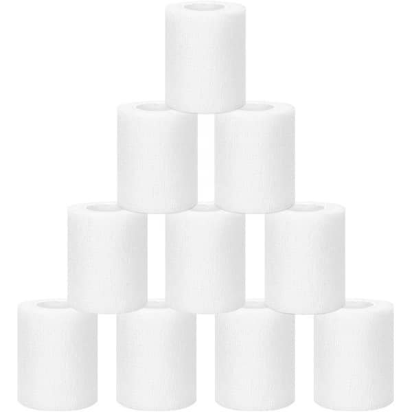 10 Rolls Compressie Bandage - 7.5 cm x 4.5 m - Crossfit - Bescherming voor Pols - Enkel en Knieën - Wit