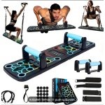 11-delig set Push-Up Board, Draagbaar Opvouwbaar met Weerstandsbanden, Thuisgym Push Bar, Vloer Push Handle, Professionele Krachttraining Apparatuur voor Mannen en Vrouwen, Fitness Accessoires voor Volledige Lichaamstraining.