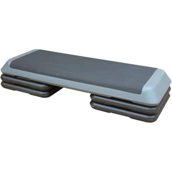 110 cm aerobicsstepplatform - verstelbare aerobicsstep met 4 opzetstukken - aerobicsstepper voor thuisgebruik - cardio- en krachttraining (grijs)