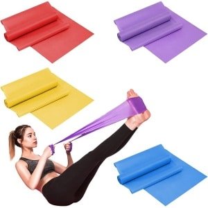15 m fitnessbandenset gymnastiekbanden met weerstandsniveaus stretchband elastische banden sport therapieband 4 sterktes voor yoga pilates krachttraining - 4 stuks