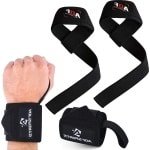 18 inch Polssteun Kit - Wrist Wraps en Gewatteerde Hijsbanden voor Deadliften - Krachttraining en Fitness - Mannen en Vrouwen - 1 paar wrist wraps