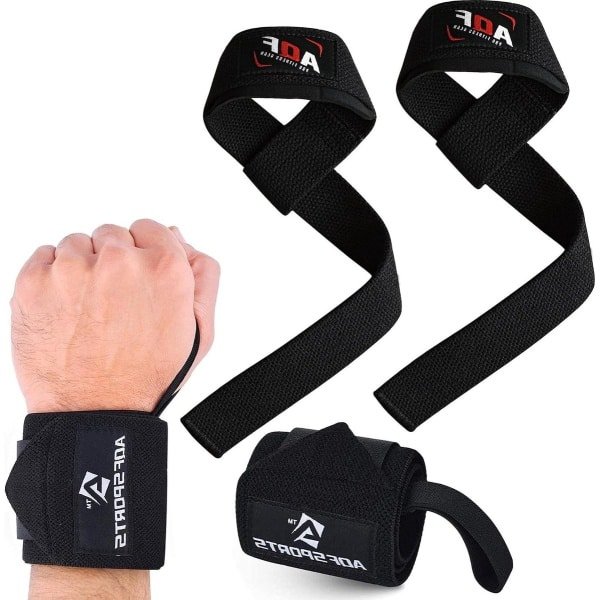 18 inch Polssteun Kit - Wrist Wraps en Gewatteerde Hijsbanden voor Deadliften - Krachttraining en Fitness - Mannen en Vrouwen - 1 paar wrist wraps