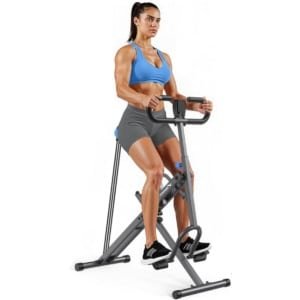 2-In-1 Squat En Roeimachine - Roeitrainer - Squat Trainer - Fitnessmachine - Krachttrainer - Inklapbaar En Compact - Verstelbare Zitting - Max. Belastbaar Tot 158 kg - Snelle Montage 10 Minuten - Grijs R07