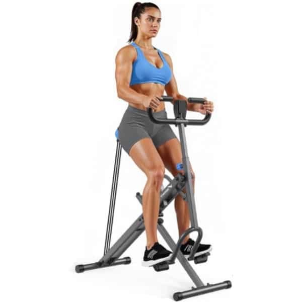 2-In-1 Squat En Roeimachine - Roeitrainer - Squat Trainer - Fitnessmachine - Krachttrainer - Inklapbaar En Compact - Verstelbare Zitting - Max. Belastbaar Tot 158 kg - Snelle Montage 10 Minuten - Grijs R07