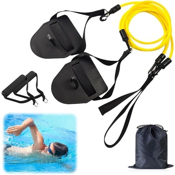 2-in-1 zwemtrainer met weerstandsband en peddels voor kinderen - armtrektraining en krachttraining voor triatleten