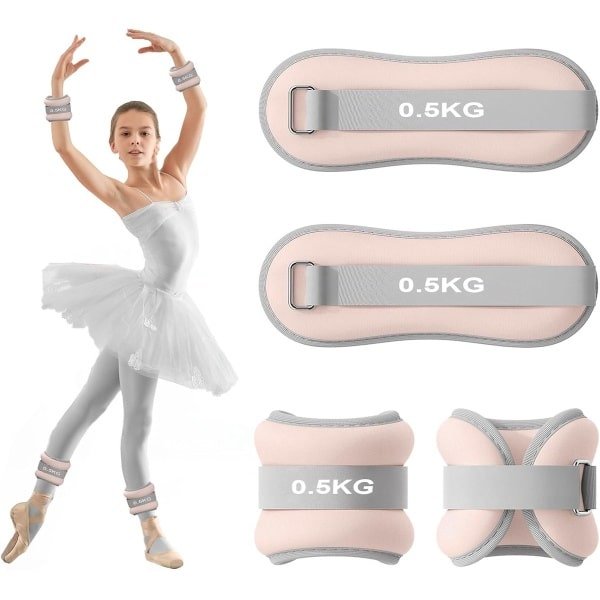 2x Gewichtsmanchetten Set 0,5kg Roze - Verstelbare Enkel- en Polsgewichten voor Fitness en Krachttraining