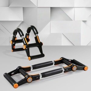 3-in-1 fitnessstation voor thuis: Multifunctioneel apparaat voor push-ups en krachttraining - verstelbare weerstand en stalen frame, geschikt voor het trainen van borst-, arm- en core-spieren.