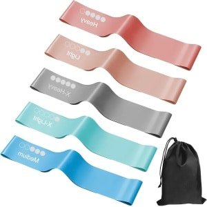 5-delige set weerstandsbanden voor krachttraining en gymnastiek - Fitnessbanden met draagtas en handleiding - Elastische booty band in verschillende sterktes