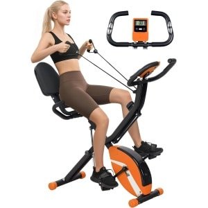 5-in-1 Opvouwbare Hometrainer met 8 Weerstandsniveaus, Hartslagmeter en Trainingsbanden