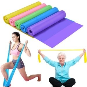 5 stuks elastische banden - fitness weerstandsbanden - trainingsrekbanden - lange pilatesbanden - elastische treksterkte - voor yoga, krachttraining, pilates, fitness en rekoefeningen (150*15 cm - diverse kleuren)