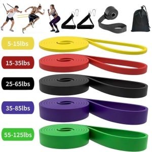 5 stuks weerstandsbanden - met deuranker & handgrepen & draagtas & Karabijnhaak - verschillende niveaus fitnessbanden - voor fitness - yoga - krachttraining