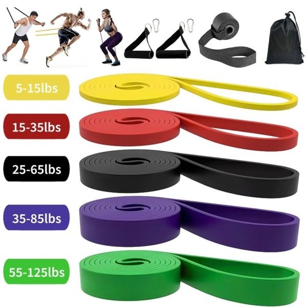 5 stuks weerstandsbanden - met deuranker & handgrepen & draagtas & Karabijnhaak - verschillende niveaus fitnessbanden - voor fitness - yoga - krachttraining