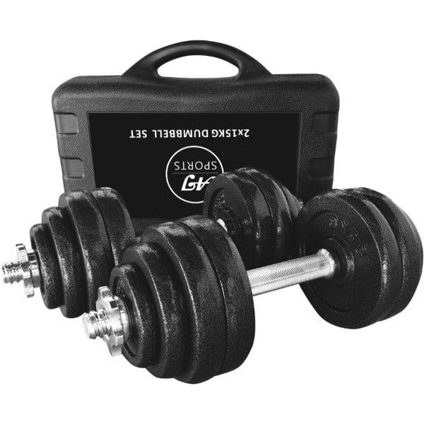 AJ-Sports Verstelbare Dumbell set 30kg - Halterset - Gewichten - 2 x 15kg - Gewichten set - Halter set - Fitness gewichten - Krachttraining - Fitness - Inclusief handige opberg box