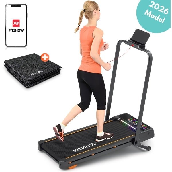 Activora Incline Loopband - Automatische helling - Inclusief antislipmat en app - Led scherm - 1 t/m 12 km/u - Inklapbaar - Walking pad - 8% Automatische Hellingfunctie - Loopbanden voor thuis - Wandelband - Hometrainer - Treadmill