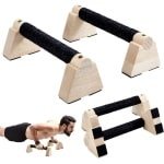Allecto- Houten Parallettes Bars - Handstand Training - Natuurlijke Bisque - Calisthenics Apparatuur - Push-up Bars - Dip Stands - Voor Thuis Gym - Krachttraining - Mannen Fitness - Geschikt voor 2 stuks - Kleur of model - 9,8 x 3,8 x 3,9 inch