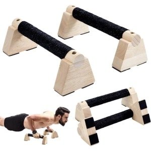Allecto- Houten Parallettes Bars - Handstand Training - Natuurlijke Bisque - Calisthenics Apparatuur - Push-up Bars - Dip Stands - Voor Thuis Gym - Krachttraining - Mannen Fitness - Geschikt voor 2 stuks - Kleur of model - 9,8 x 3,8 x 3,9 inch
