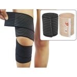 Allecto - Kniebandage - Elastisch - Beschermende Band - 120 cm - Enkelsteun - Geschikt voor Crossfit en Krachttraining - Powerlifting - Zwart