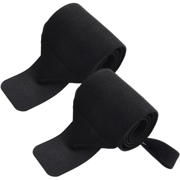 Allecto - Polsbandages gewichtheffen - Polsbandje - Duimlus - Compressie - Powerlifting - Competitie - Krachttraining - Bodybuilding - Bescherming - Mannen en vrouwen - Zwart - Geschikt voor alle sporten - 61 cm lang