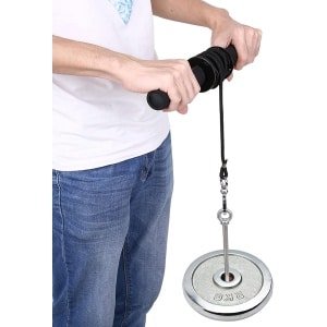 Allecto- Polsroller Ontwikkelaar - Onderarm Oefening - Met Schuimrubberen Handgreep - Gewichtheffen Bodybuilding Fitness - Geschikt voor Thuisgebruik - Zwart - Polstrainer - Hand Gripper - Krachttraining