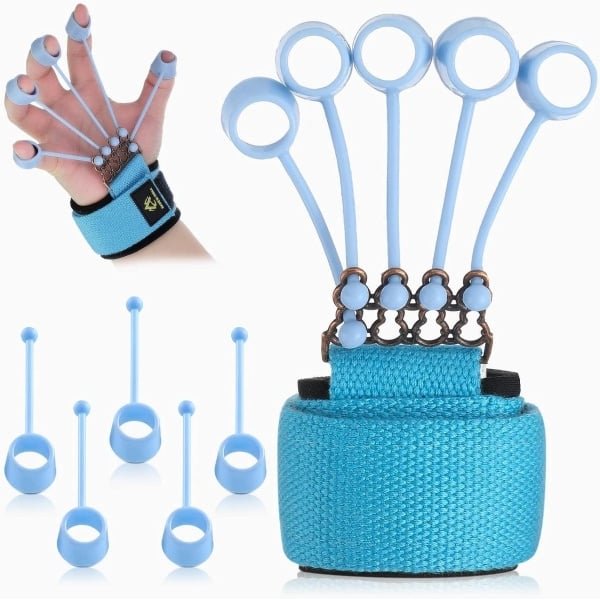 Allecto - Vingerversterkers - Vingerweerstand - Oefening - Blauw - Band - Krachttraining - Geschikt voor - 40 lbs - Training - Flexion Extension - Brancard