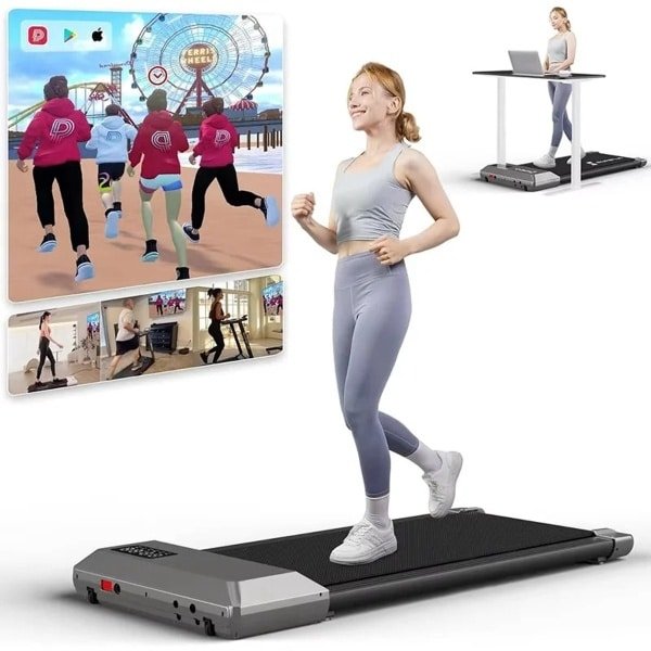 Allero Loopband - Walking Pad - Loopband inklapbaar - Grijs - Elektrisch - Met helling - Loopband Fitness - Home Walking