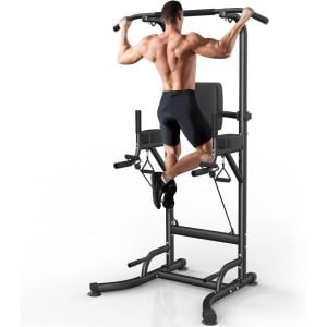 Allero Thuisfitness - Buikspiertrainers - Krachttraining - Optrekstang - Dip Station - Verstelbare Hoogte - Verstelde rugleuning