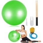 Balansbal met Pomp - Fitnessbal Gymbal - Stabiliteit Training - Inclusief Cardio Stokken - 65cm Diameter - Groen