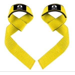 Barzillas Heavy Duty Lifting Straps Katoen - Siliconen Grip - Extra Stevige Polsbanden voor Deadlift & Pull - Meer Grip bij Krachttraining - Geel