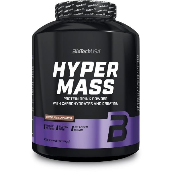 BioTechUSA Hyper Mass - Mass Gainer met Koolhydraten & Eiwitmengsel | Gemicroniseerde Creatine | Glutenvrij, 4 kg, Chocolade