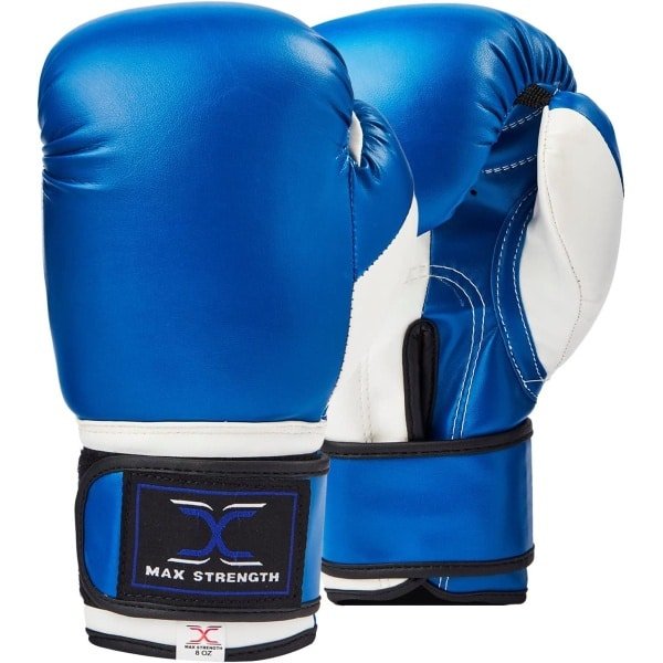 Bokshandschoenen MMA Wanten voor Sparren, Kickboksen en Krachttraining (8 oz, Blauw/Wit)