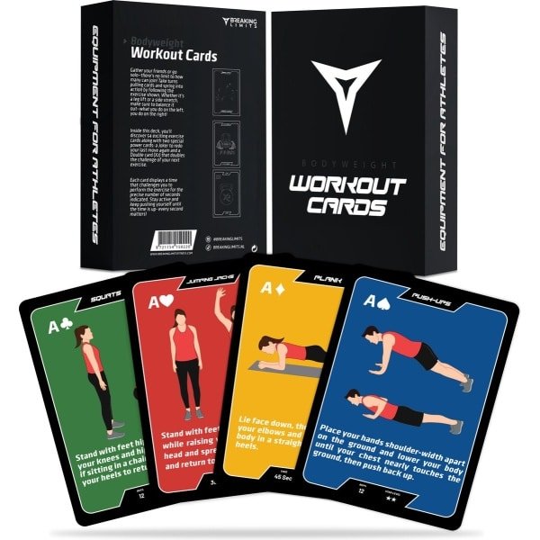 Breaking Limits Fitness Kaarten -52 Bodyweight Workout Kaarten - Voor Thuis Sporten, Krachttraining & Crossfit - Fitness Spel als Cadeau